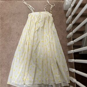 Anthropologie White and Yellow Polka Dot Maxi Dress